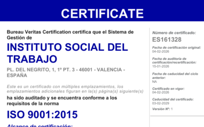 El Instituto Social del Trabajo se certifica en ISO 9001:2015